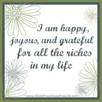 I am happy, joyous, and grateful for all the riches in my life.