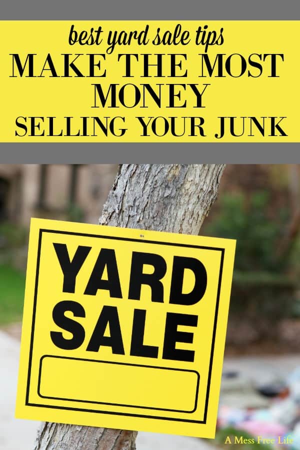 Want your next yard sale to super successful? Learn the ideas that work from signs, displays, advertising to pricing and all the tips you can implement for your next yard has the organization from prep to the last sale so you can bring in big money. #yardsale #yardsaletips #thingstosellatayardsale