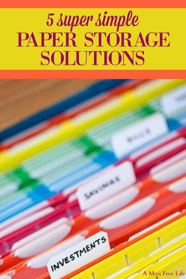 Looking for some simple ways to organize your paperwork? Paper organization at home can be so frustrating but not when you use these DIY solutions. End paper clutter and finally use a filing system that makes sense and helps you find what you need. #organizepaperwork #paperworkfilingsystem #paperclutter #paperstoragesolutions